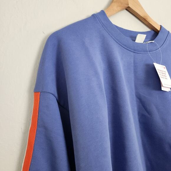 NWT Roxy Bright Lights Crewneck Sweatshirt Large Marlin Cotton Terry Striped - Picture 7 of 13